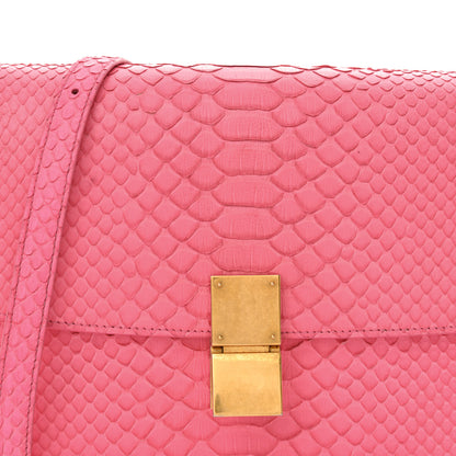 Celine Snakeskin Medium Classic Box Flap Pink 10 of 15