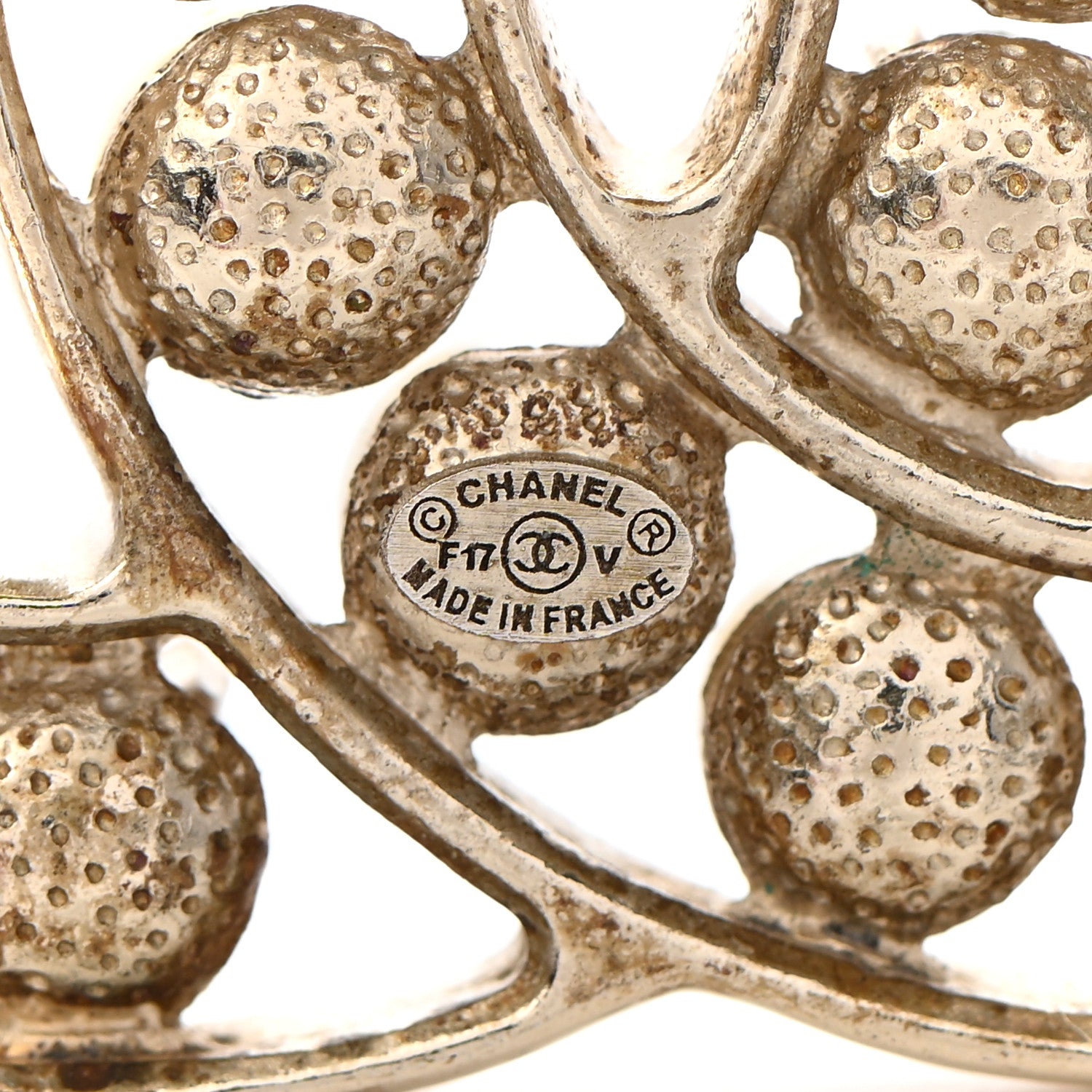 Chanel Pearl Crystal CC Brooch Gold Pearly White 4 of 5