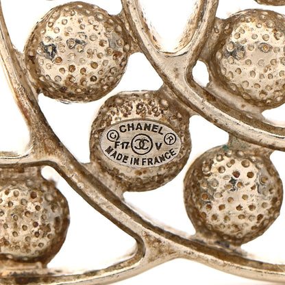 Chanel Pearl Crystal CC Brooch Gold Pearly White 4 of 5