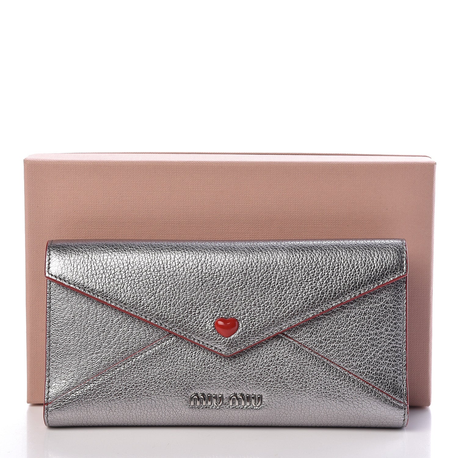 Miu Miu Goatskin Madras Love Envelope Wallet Cromo 8 of 8
