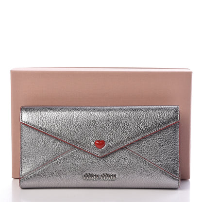 Miu Miu Goatskin Madras Love Envelope Wallet Cromo 8 of 8