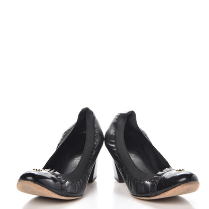 Chanel Lambskin Patent CC Elastic Pumps 36.5 Black 6 of 12