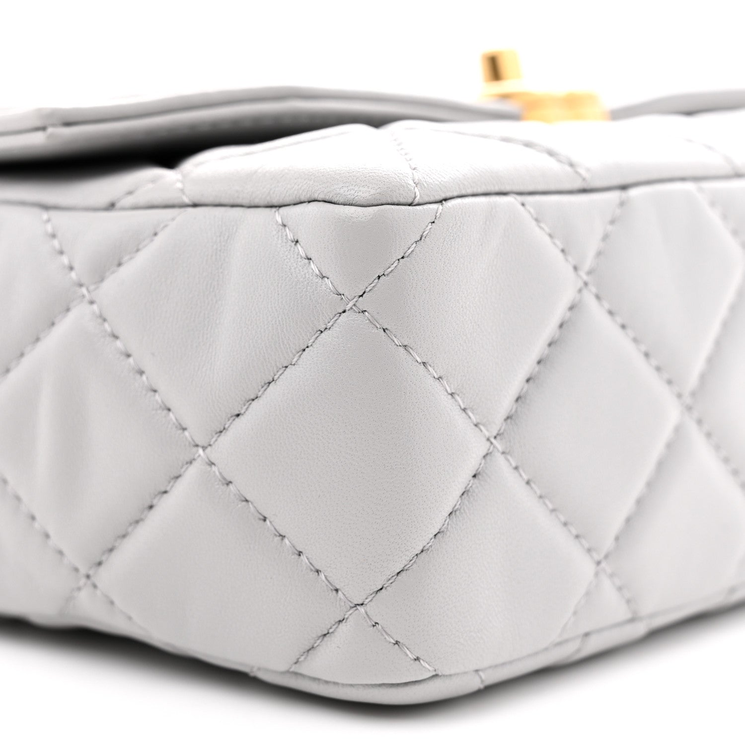 Chanel Shiny Lambskin Quilted Mini Flap Grey 9 of 11