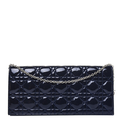 Christian Dior Patent Cannage Lady Dior Convertible Clutch Navy Blue 1 of 14