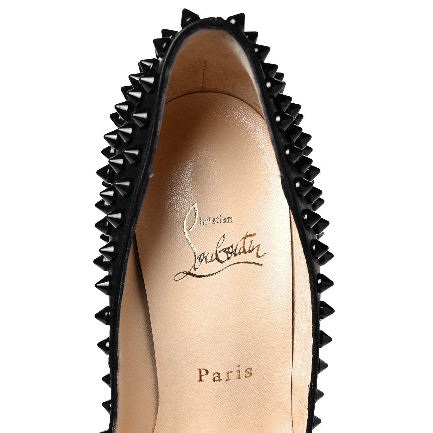 Christian Louboutin Calfskin Lady Peep Spikes VIP 150 Pumps 39 Black 7 of 8