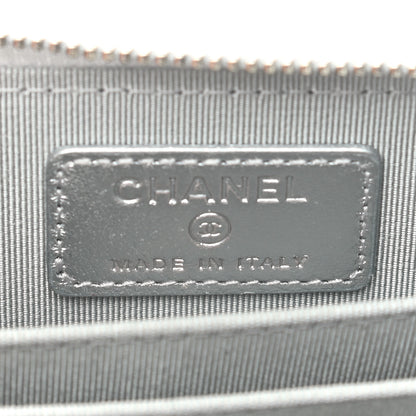 Chanel Gradient Metallic Calfskin Quilted Zip Around Coin Purse Wallet Silver Blue Yellow Purple 6 of 7