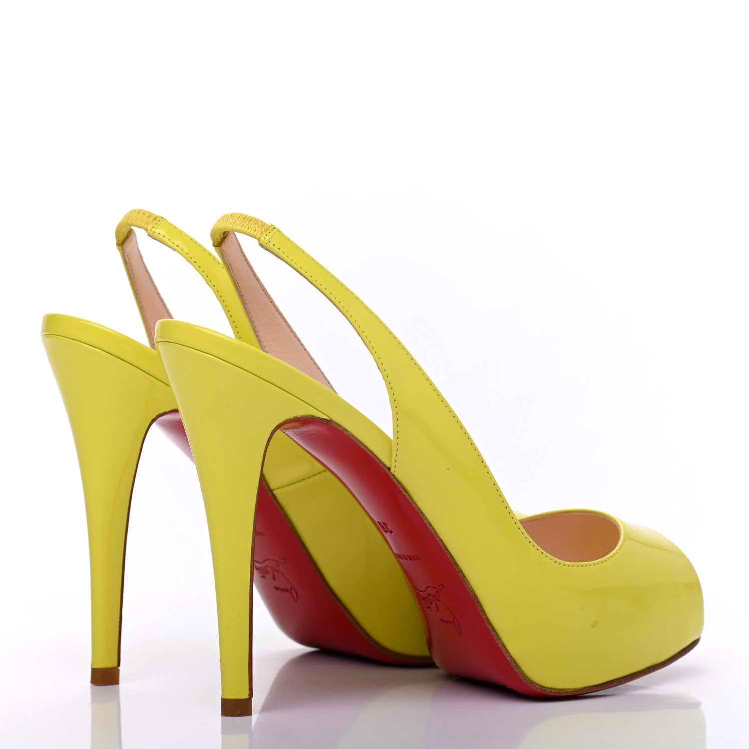 Christian Louboutin Patent No Prive 100 Pumps 38 Lemon 4 of 9
