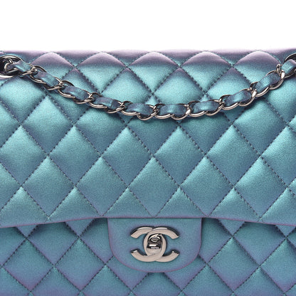 Chanel Metallic Lambskin Quilted Medium Double Flap Turquoise 14 of 15