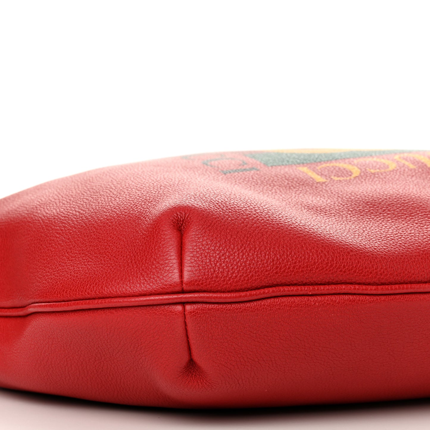 Grained Calfskin Logo Half Moon Hobo Red