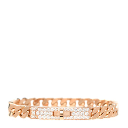 Hermes 18K Rose Gold Diamond PM Kelly Gourmette Bracelet ST 1 of 7