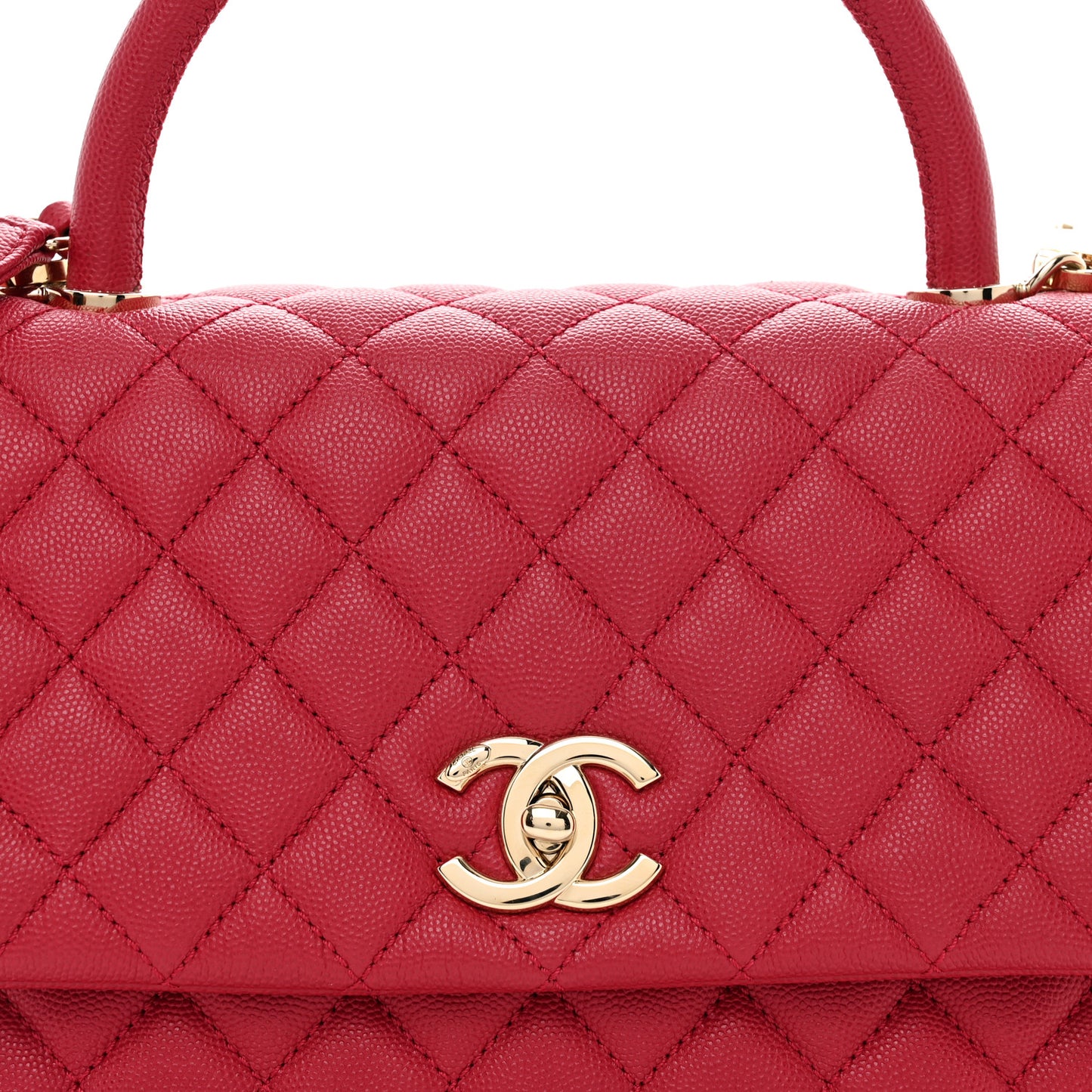 Caviar Quilted Small Coco Handle Flap Dark Pink