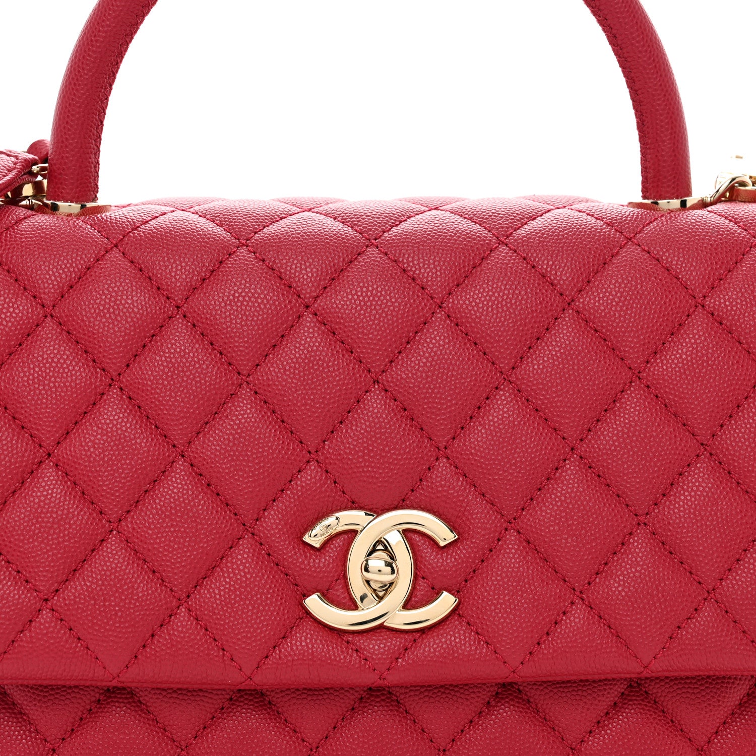 Chanel Caviar Quilted Small Coco Handle Flap Dark Pink 5 of 10