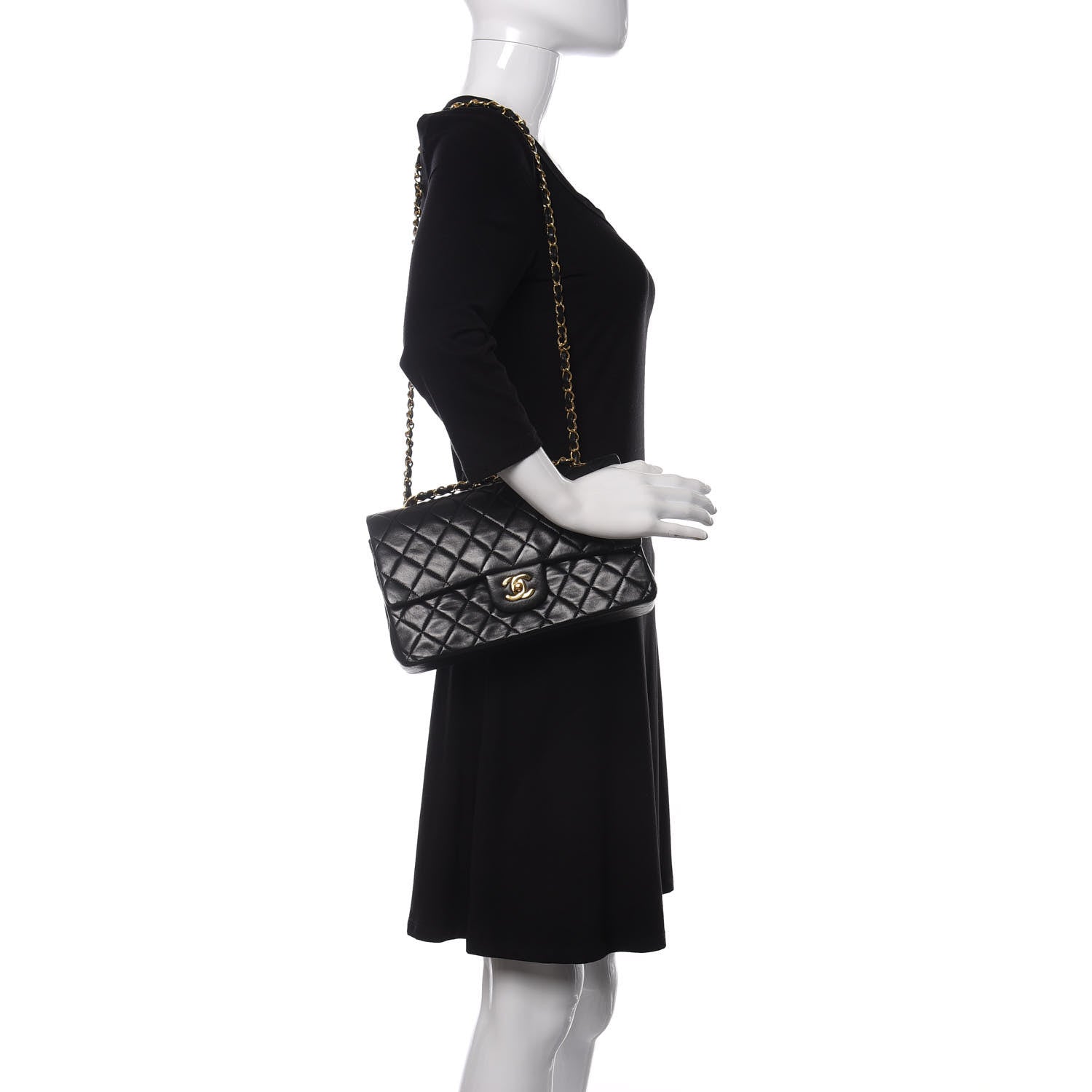 Chanel Lambskin Quilted Medium Double Flap Black 2 of 12