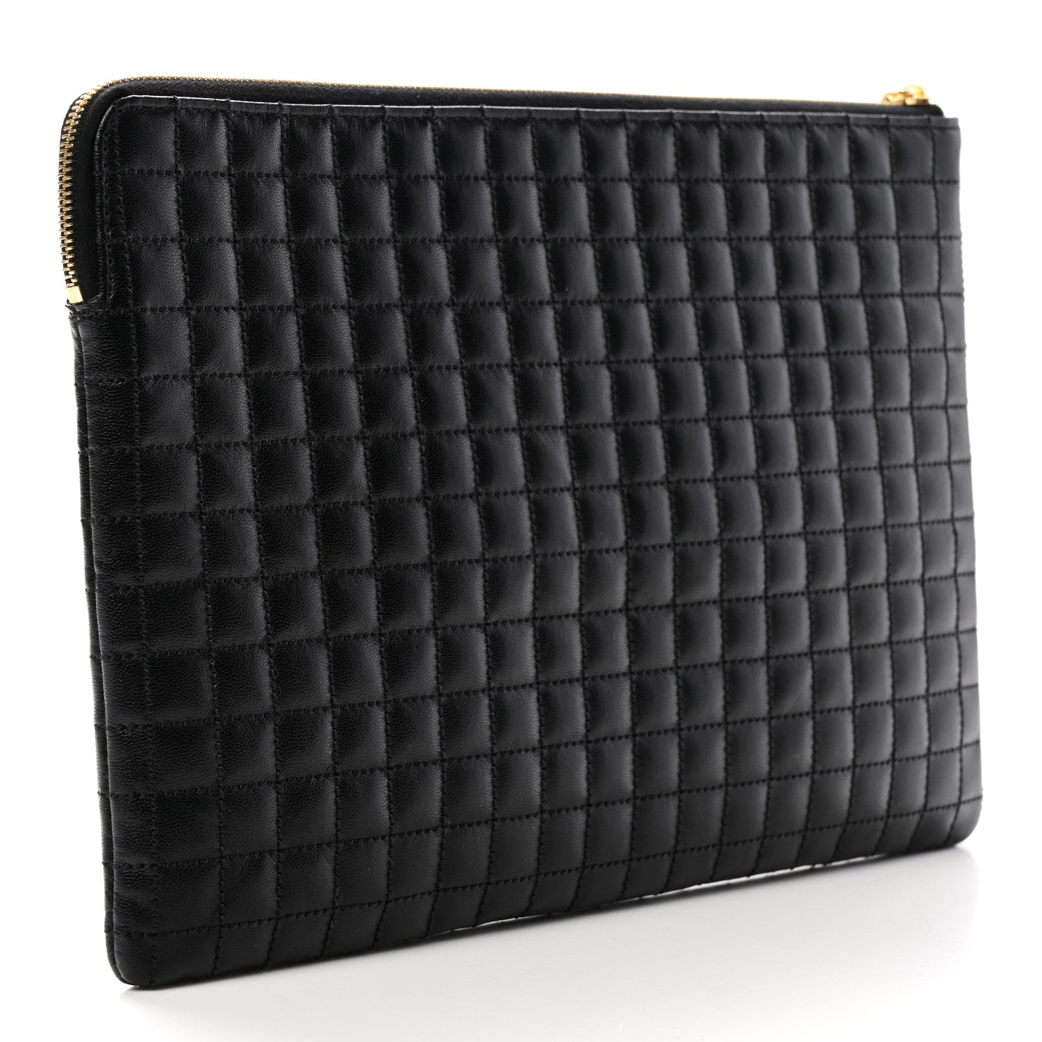 Celine Calfskin Quilted C Charm Pouch Black 3 of 6