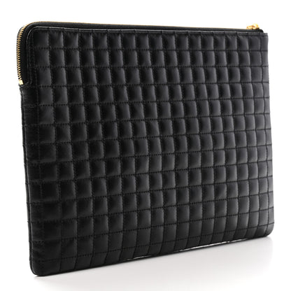 Celine Calfskin Quilted C Charm Pouch Black 3 of 6