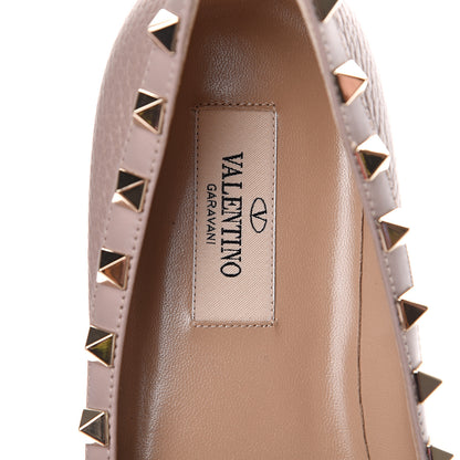 Valentino Garavani Pebbled Calfskin Rockstud Ballerina Flats 37.5 Poudre 6 of 9