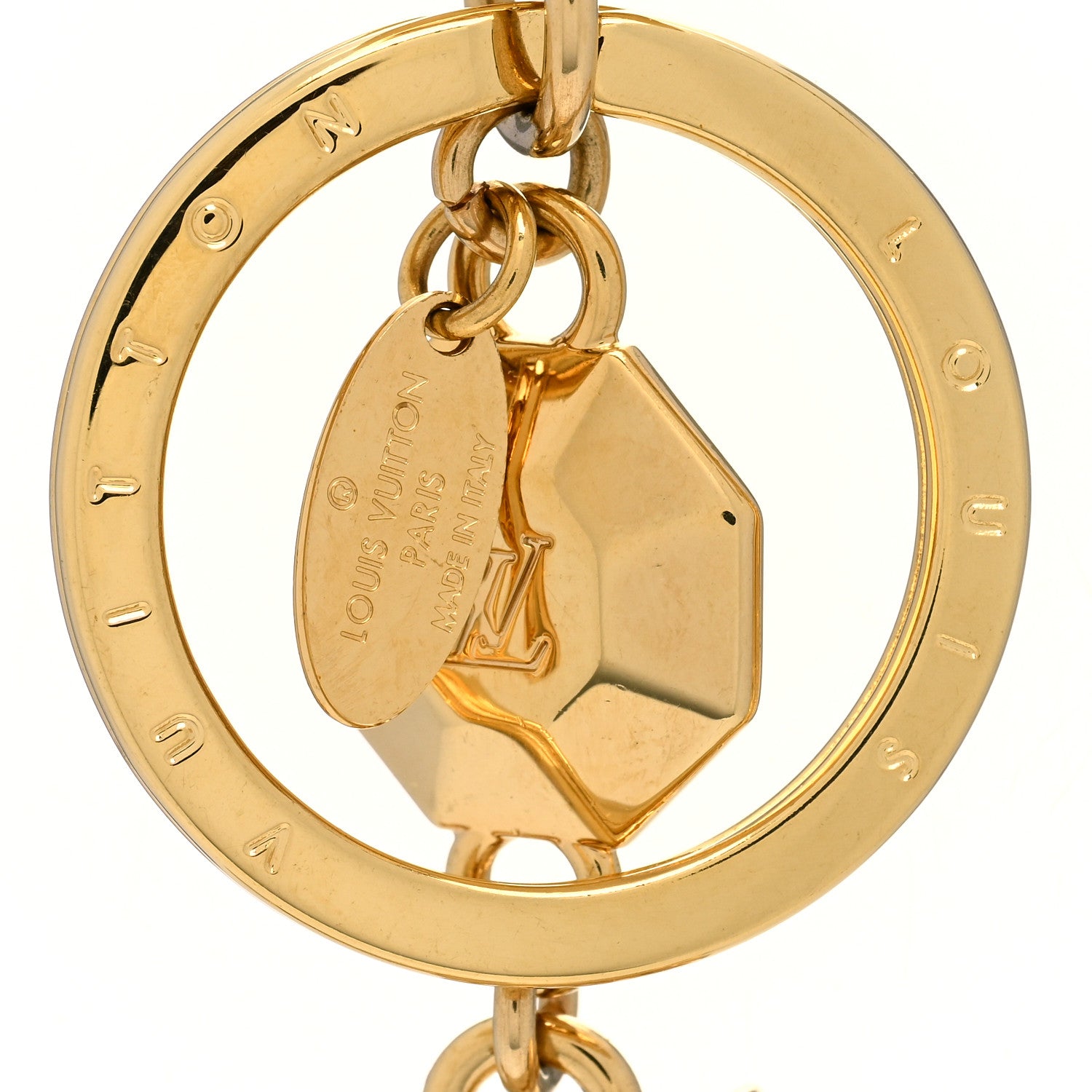 Louis Vuitton Metal LV Facettes Bag Charm Key Holder Gold 3 of 3