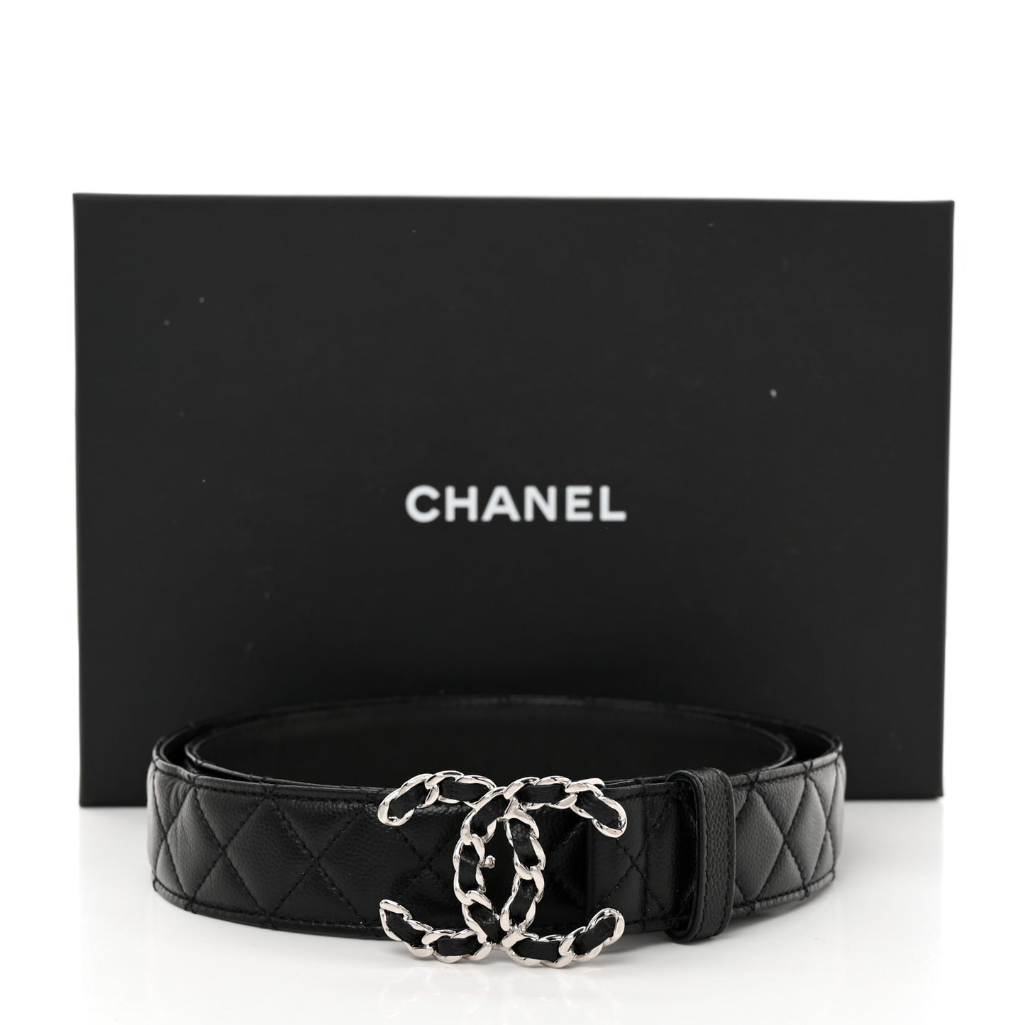 Caviar Quilted CC Chain Belt 95 38 Black