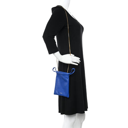 Saint Laurent Lambskin Paris Drawstring Pouch Bleu Majorelle 2 of 10