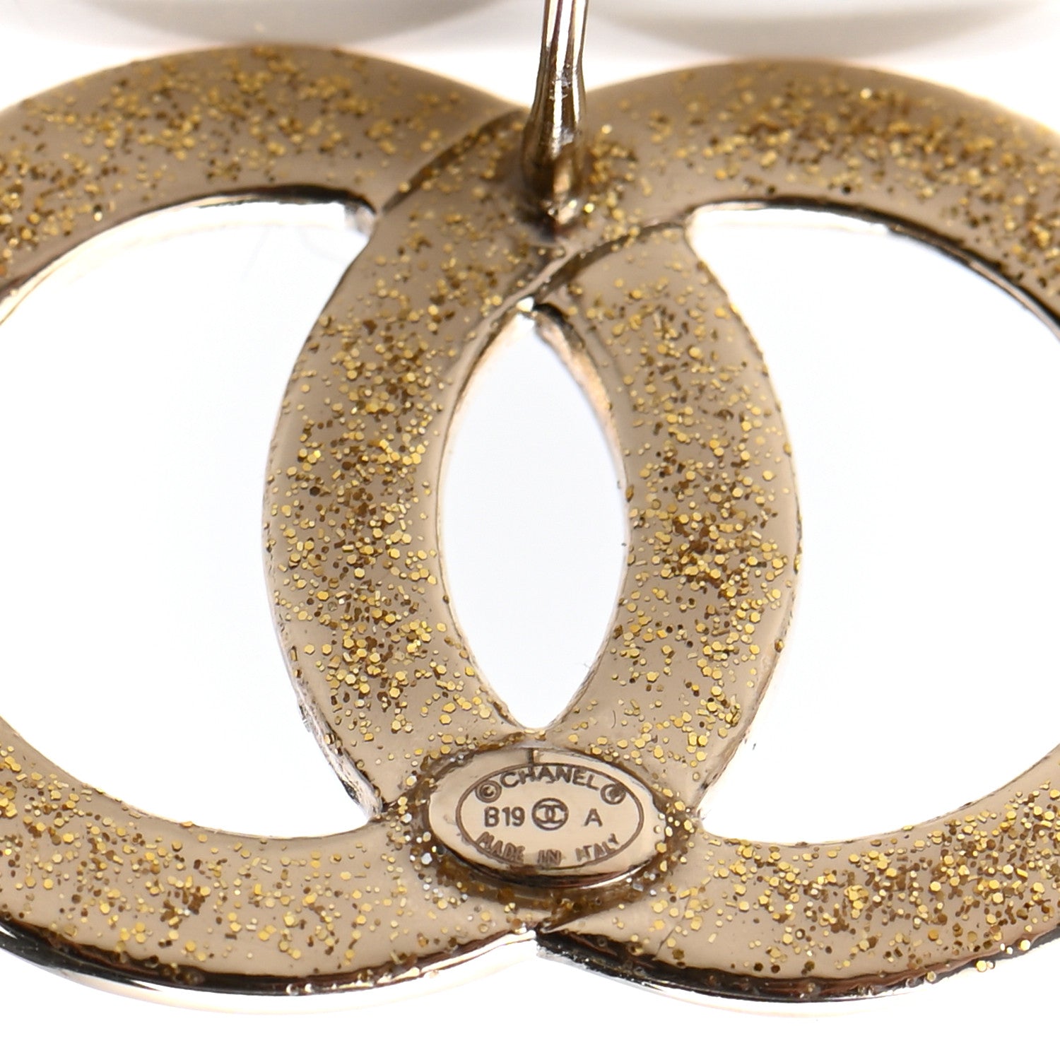 Chanel Crystal Glitter Quilted CC Earrings Light Gold 4 of 4