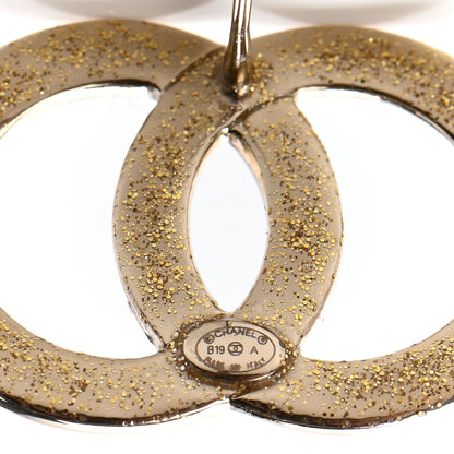 Chanel Crystal Glitter Quilted CC Earrings Light Gold 4 of 4