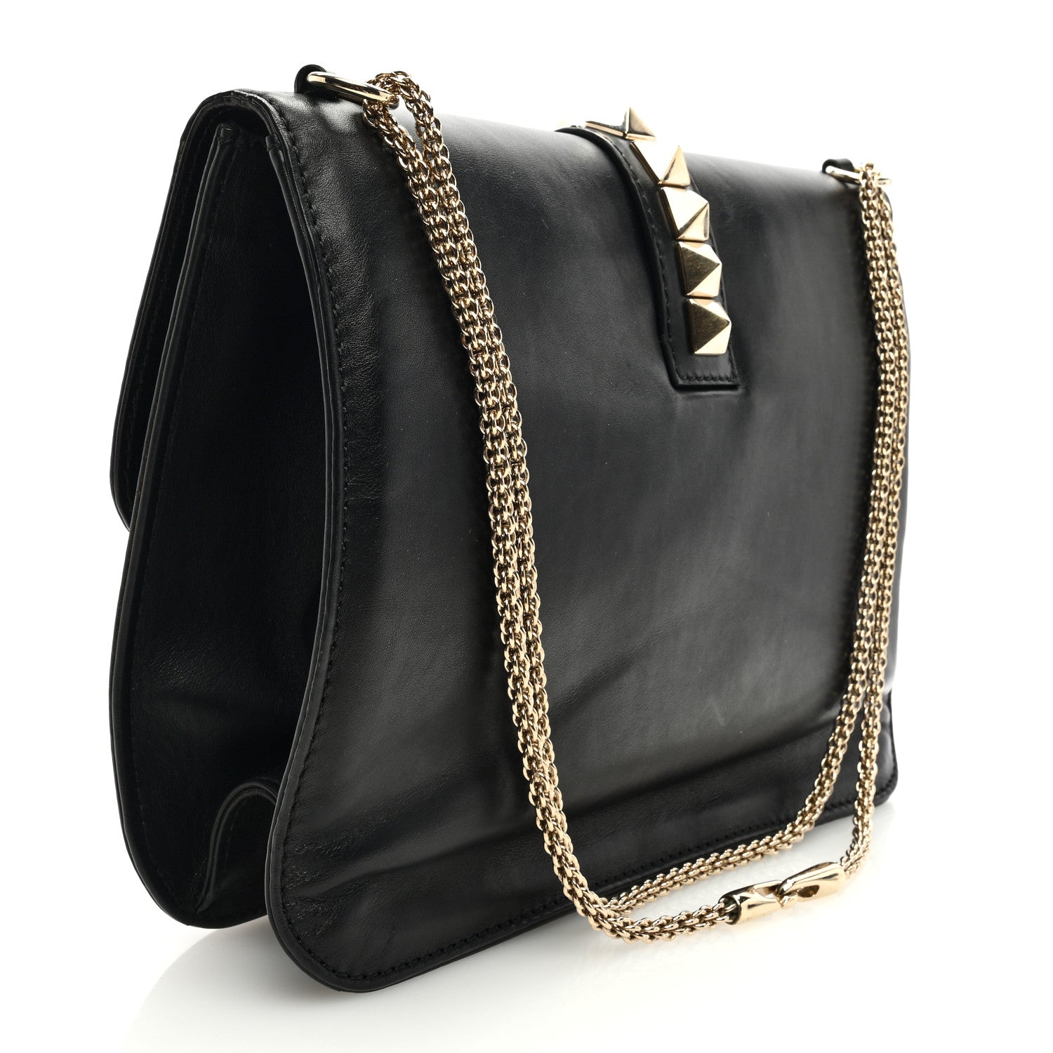 Valentino Garavani Vitello Extra Large Glam Lock Rockstud Flap Black 3 of 9