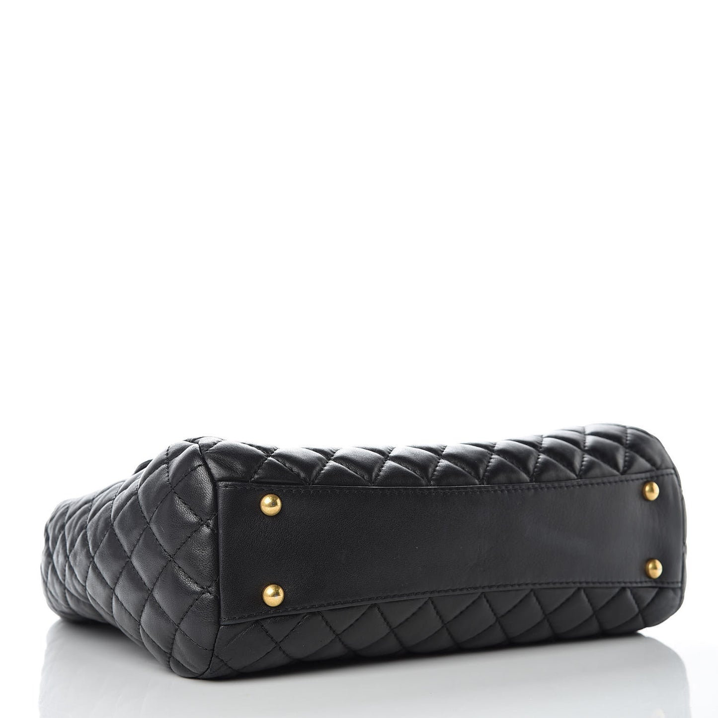 Lambskin Quilted Large Fluffy CC Shopping Tote Black