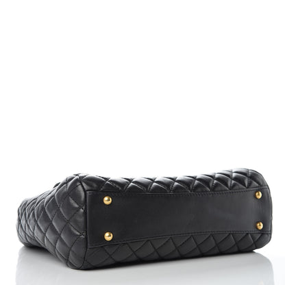 Chanel Lambskin Quilted Large Fluffy CC Shopping Tote Black 4 of 12