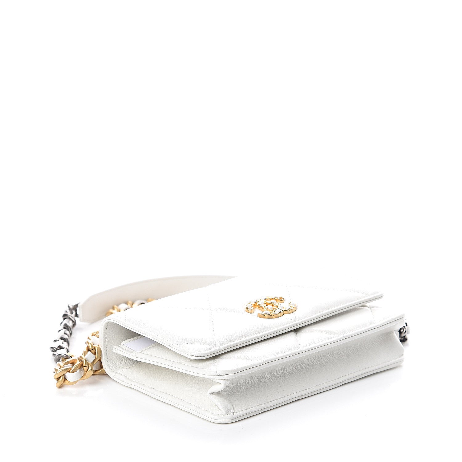Chanel Goatskin Quilted 19 Wallet On Chain WOC White 3 of 10