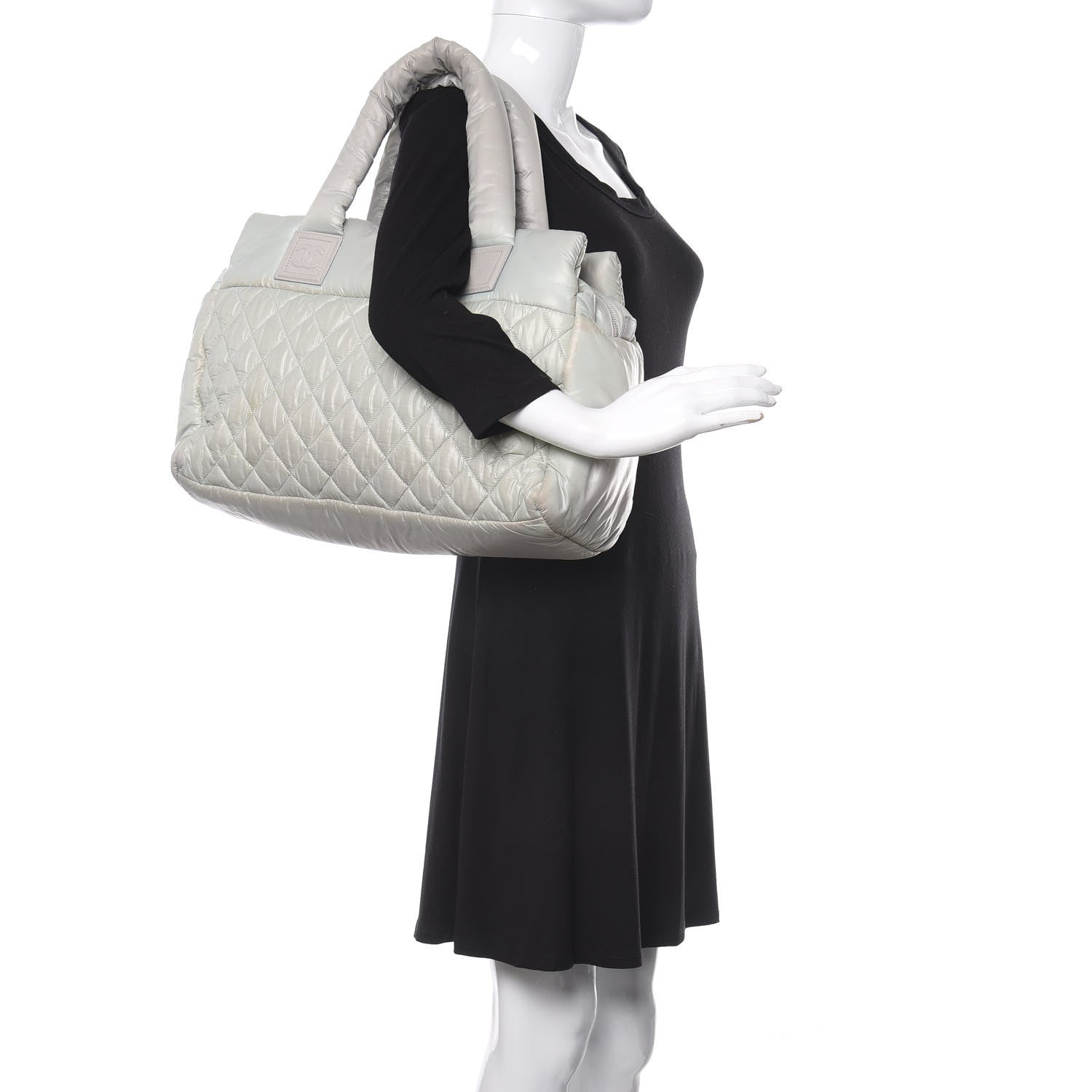 Chanel Nylon Quilted Large Coco Cocoon Reversible Tote Light Grey 2 of 10