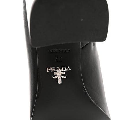Prada Vitello Metal Triangle Logo Zip 65mm Boots 40 Black 6 of 10