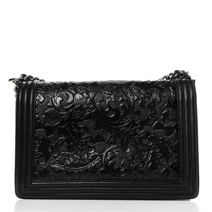 Chanel Calfskin Embossed New Medium Cordoba Boy Flap Black 4 of 5