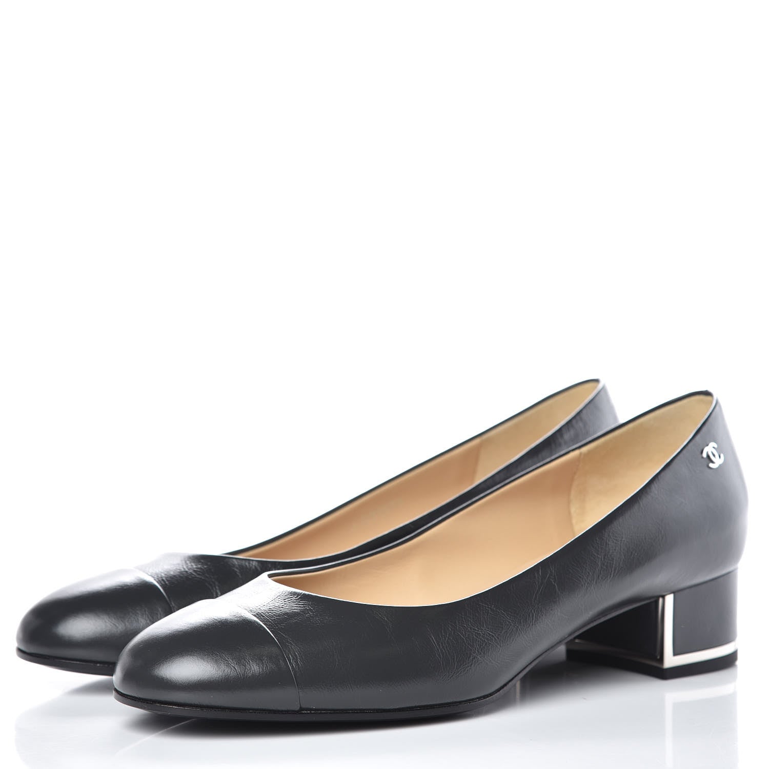 Chanel Calfskin CC Pumps 39 Dark Grey 3 of 9