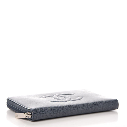 Chanel Caviar Timeless Travel Zip Wallet Blue 4 of 8