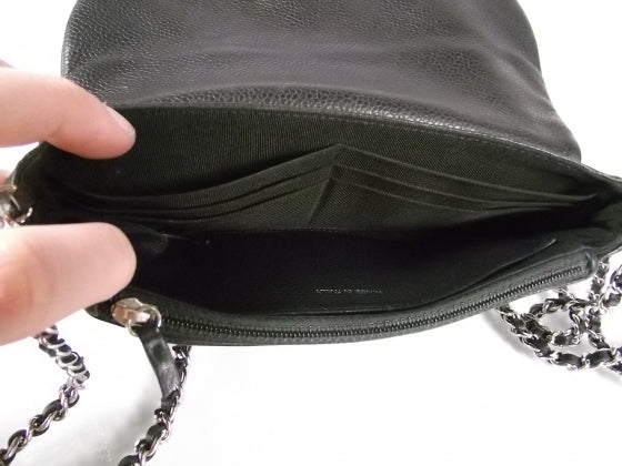 Caviar Half Moon Wallet On Chain Black