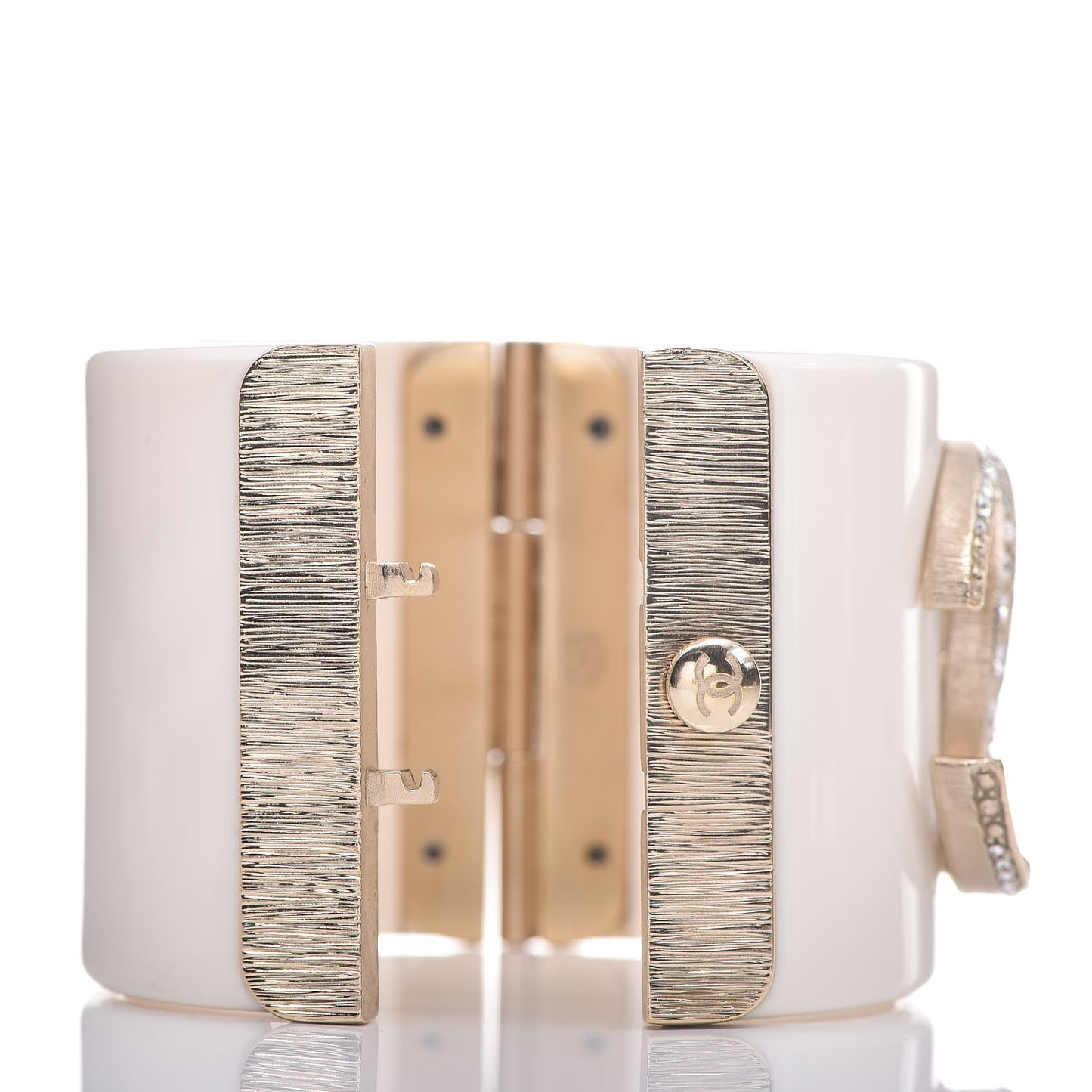 Resin Crystal Dubai Crescent Moon CC Cuff White Gold