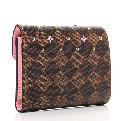 Louis Vuitton Damier Ebene Studded Victorine Wallet 3 of 7