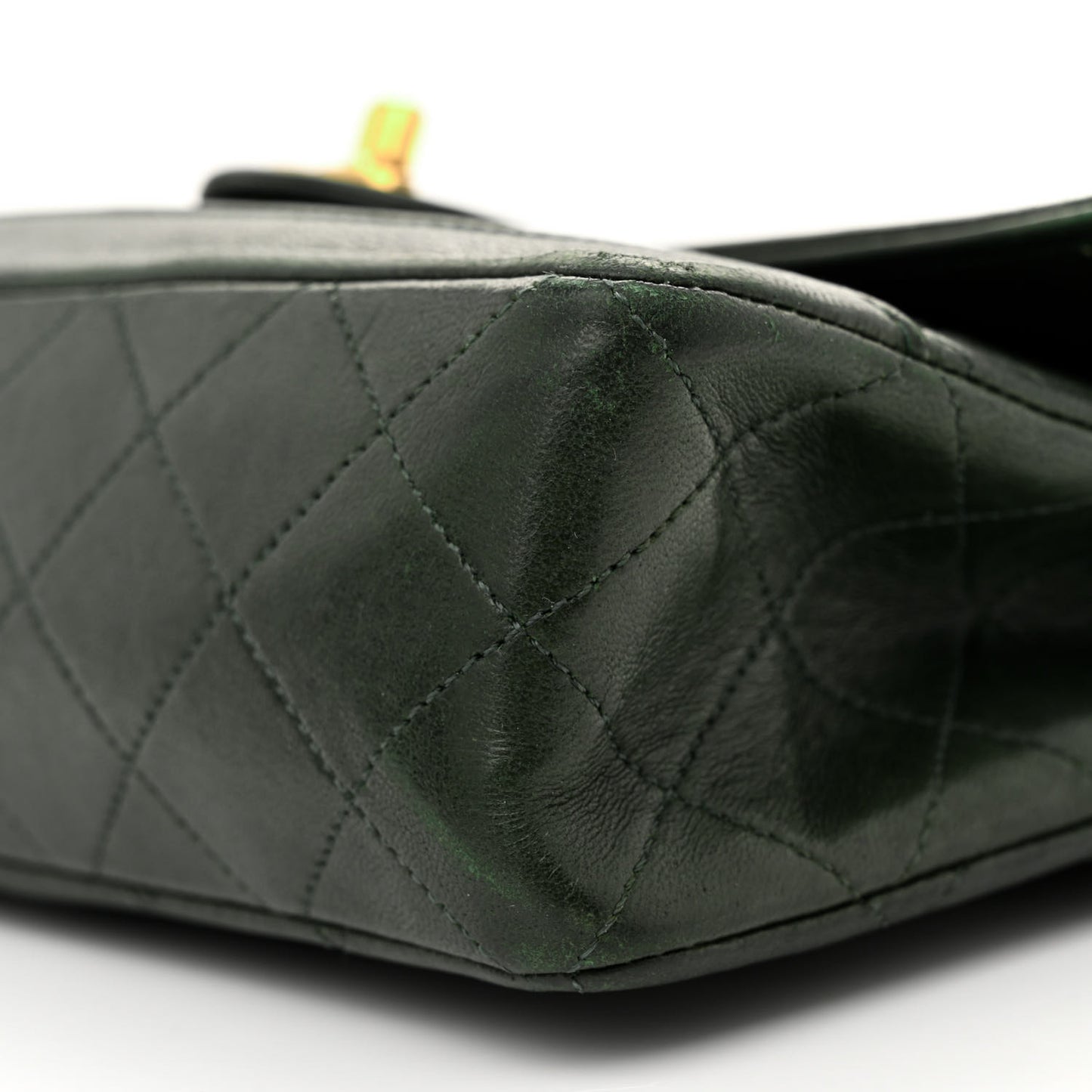 Lambskin Quilted Small Single Flap With Pouch Green