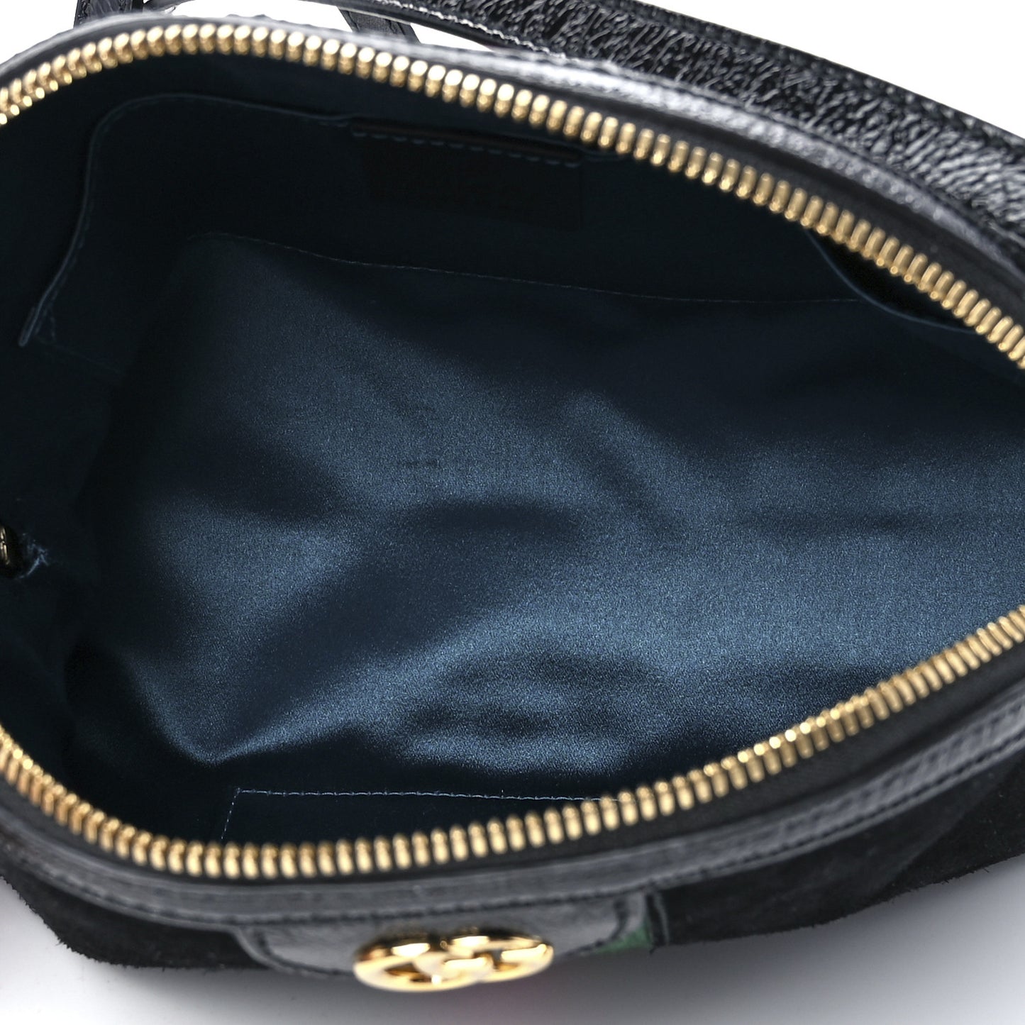 Suede Patent Web GG Small Ophidia Dome Shoulder Bag Black
