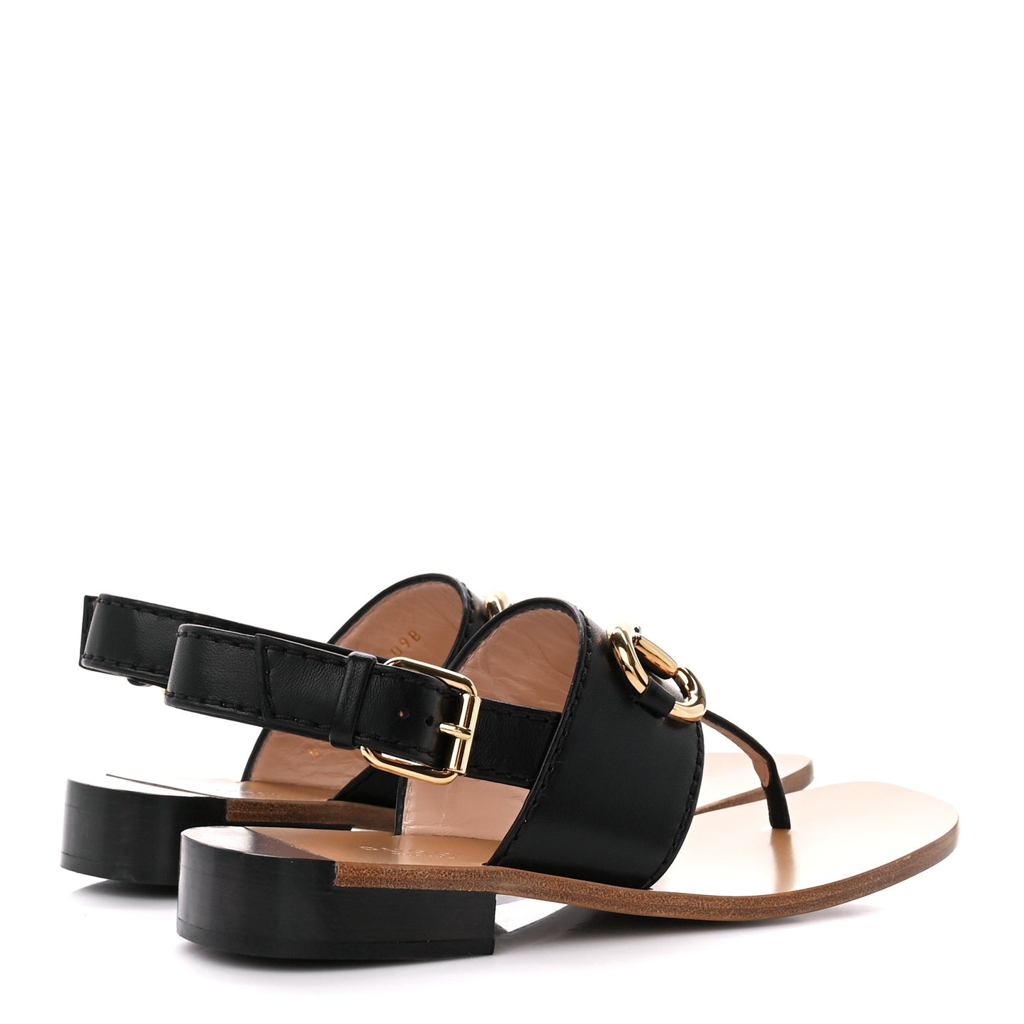 Nappa Charlotte Horsebit Thong Sandals 35.5 Black