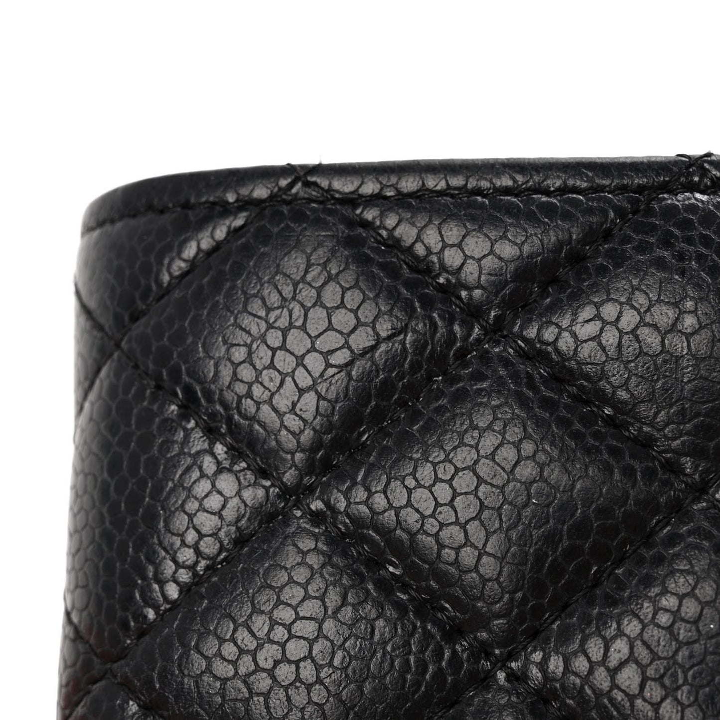 Caviar Quilted Flap Card Holder Black