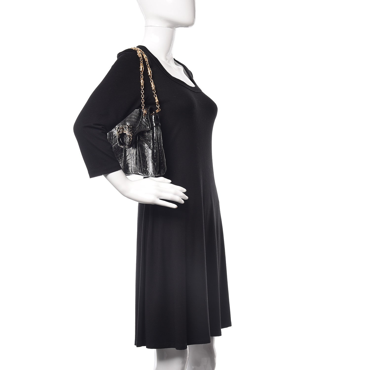 Gucci Crocodile Tom Ford Jeweled Dragon Bag Black 2 of 12