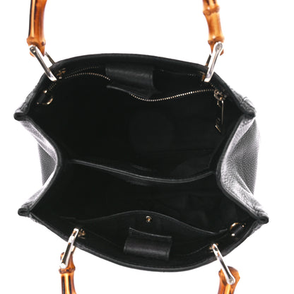Gucci Calfskin Small Bamboo Shopper Tote Black 5 of 13