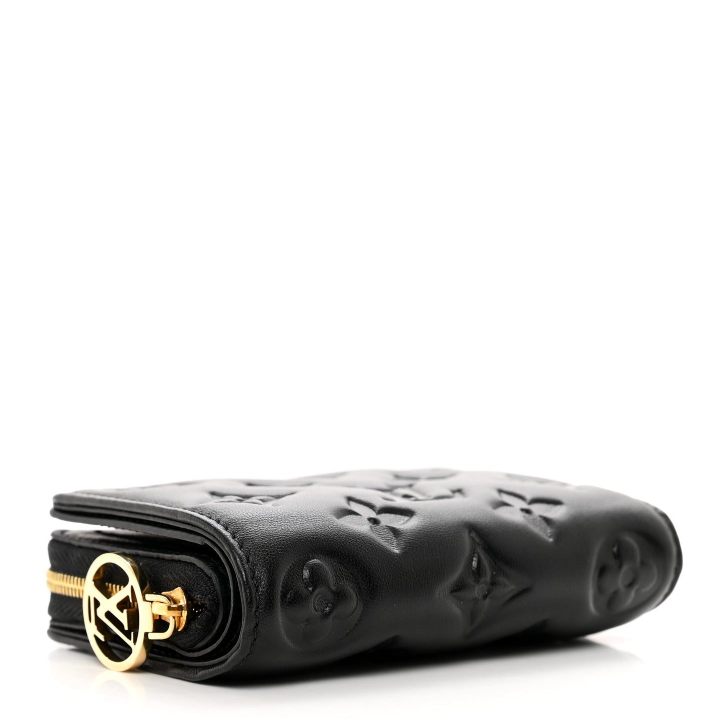 Lambskin Embossed Monogram Lou Coussin Wallet Black