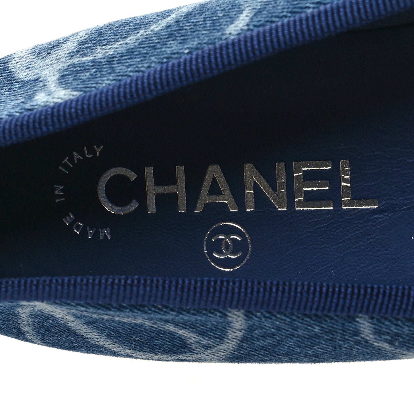 Denim Printed CC Cap Toe Ballerina Flats 39.5 Blue White