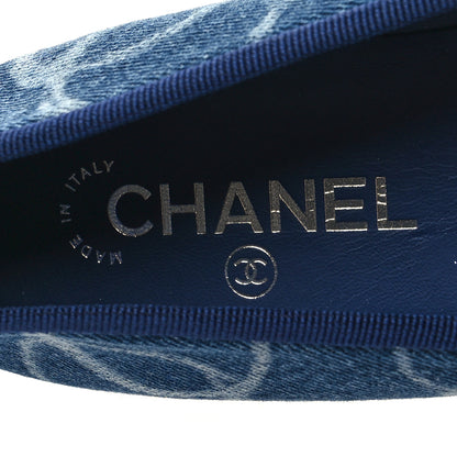 Chanel Denim Printed CC Cap Toe Ballerina Flats 39.5 Blue White 8 of 8