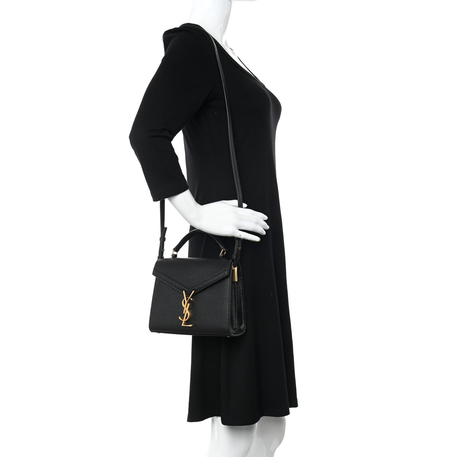 Saint Laurent Grain de Poudre Mini Classic Monogram Cassandra Top Handle Black 2 of 10