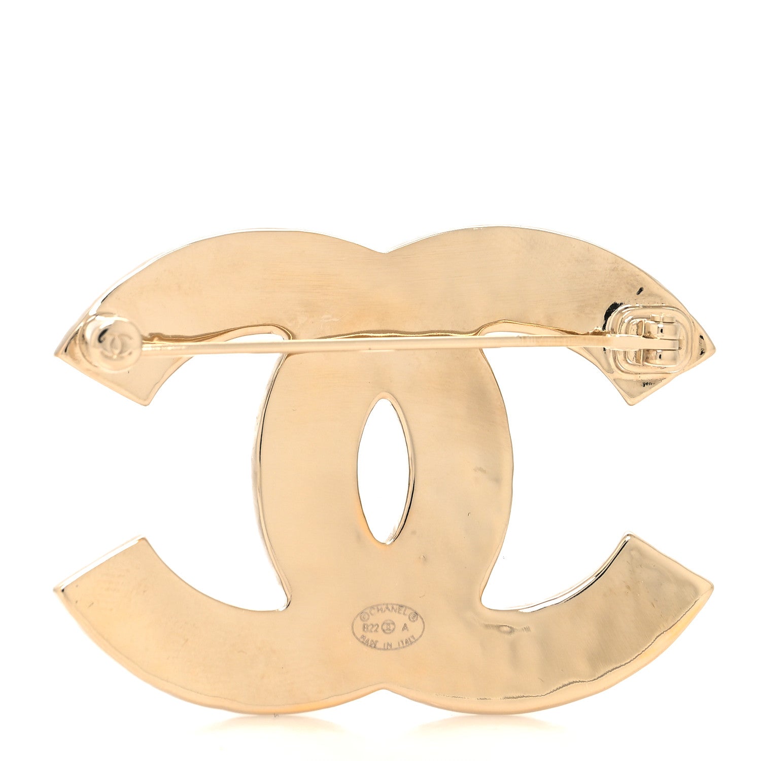 Chanel Metal Enamel CC Brooch Black Light Gold 3 of 4