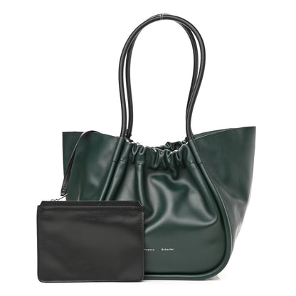 Proenza Schouler Calfskin XL Ruched Tote Petrol Green 1 of 12