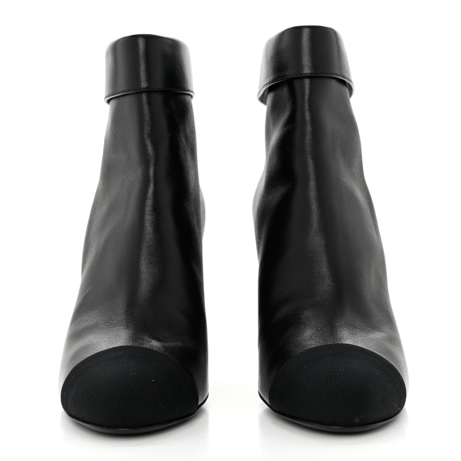 Chanel Lambskin Grosgrain Triangle & Collar 90 Ankle Boots 39.5 Black 2 of 8